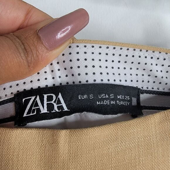 ZARA Masculine Wid Leg Trousers Slacks Sand Tan Size Small - Picture 6 of 13